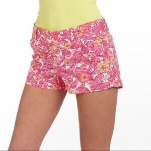 Lilly Pulitzer Chum Bucket Shorts SIZE 0 WAIST 29 Red Pink Floral RUNS LARGE